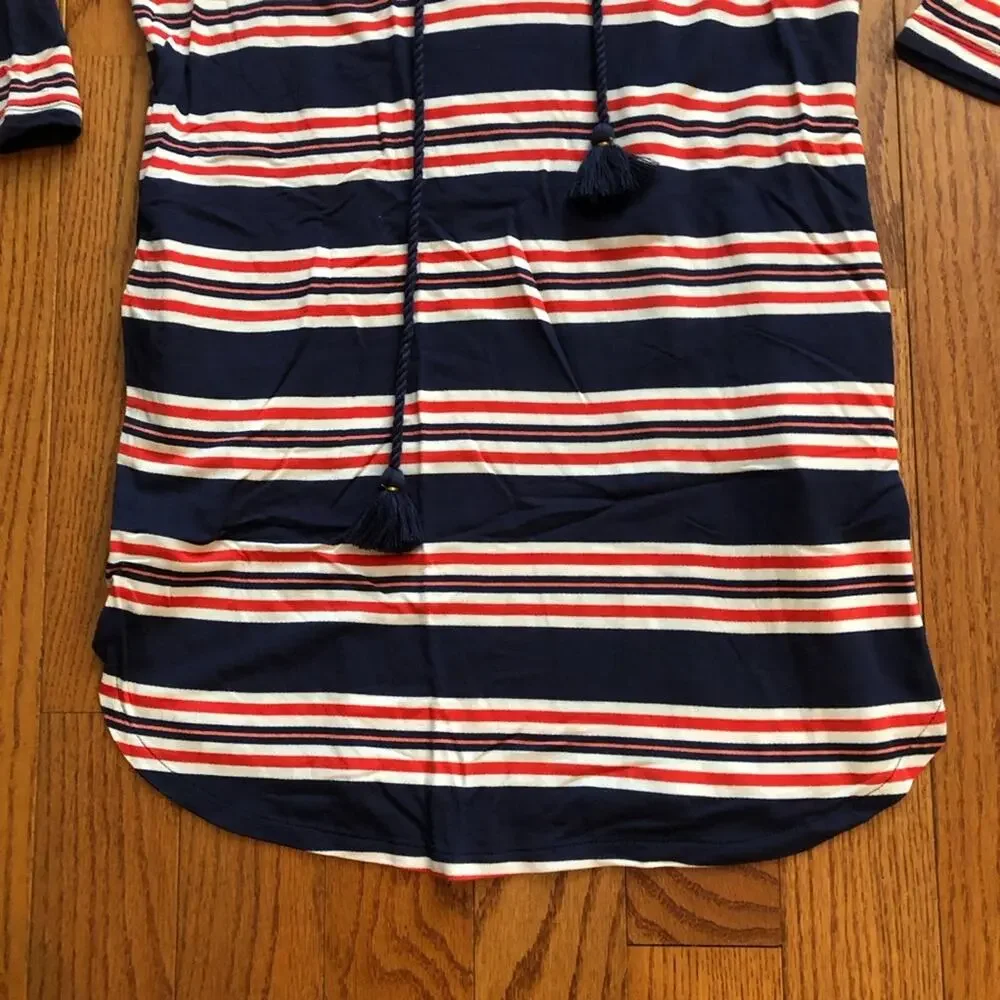 La Blanca Sailor Stripe Lace-Up Swim Blue Cover-Up Tunic Women's Size S NWOT